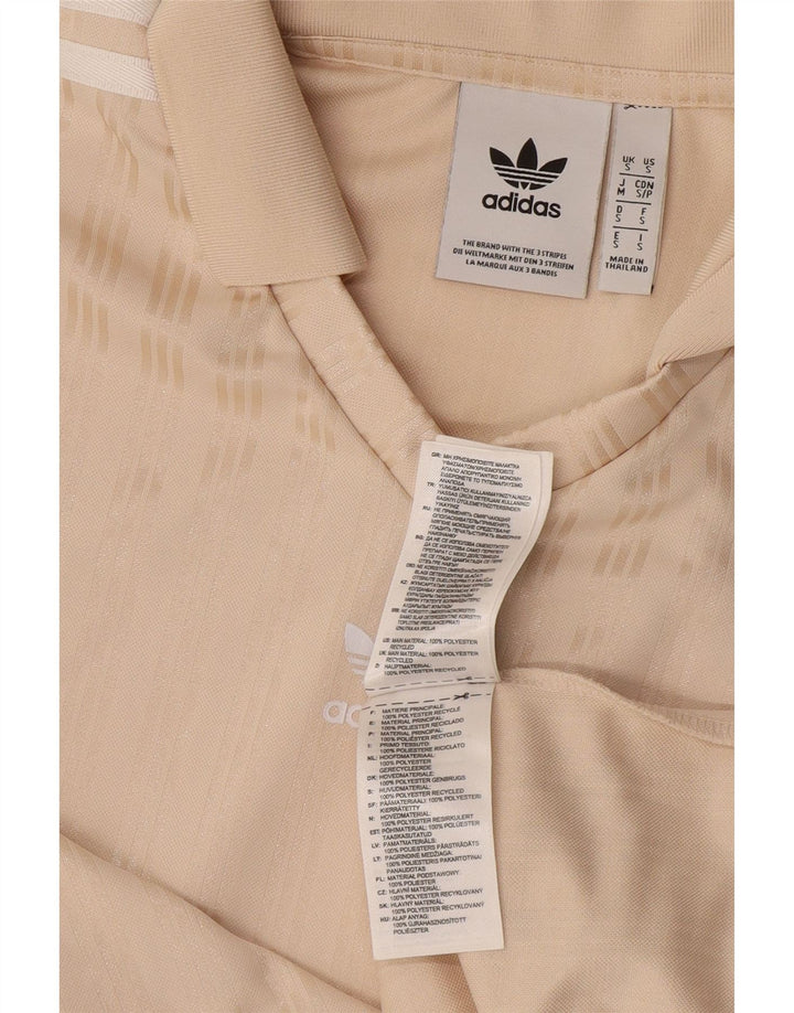 Мужская рубашка поло Adidas, полиэстер, маленькая бежевая полоска