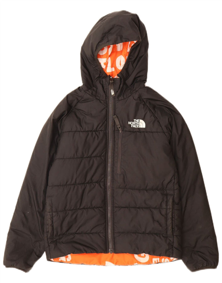 Двусторонняя стеганая куртка с капюшоном для мальчиков The North Face, 9–10 лет, средний черный цвет