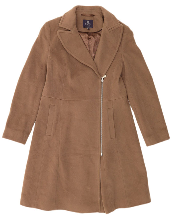 Женское пальто Marks & Spencer UK 10, маленькое, бежевое, шерстяное