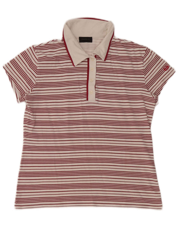 SERGIO TACCHINI Womens Polo Shirt IT 48 XL Red Striped Cotton