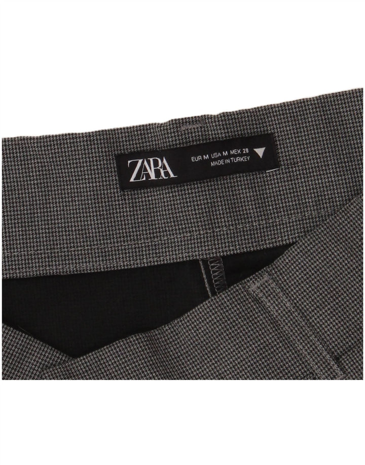 Женские шорты с завышенной талией Zara Medium W28 Серые с узором "гусиные лапки"