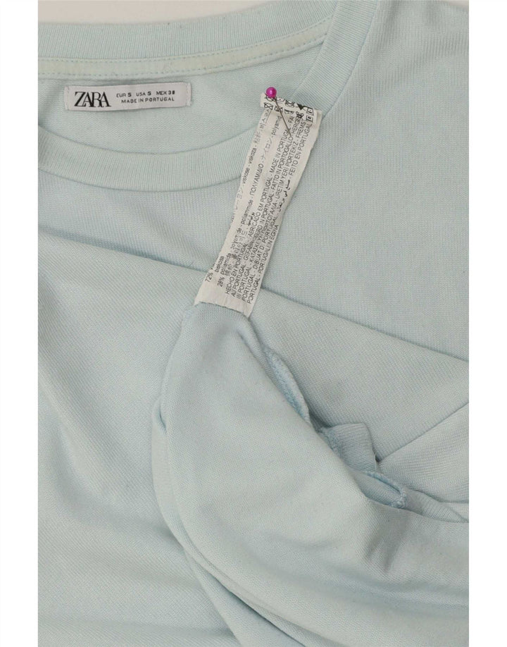 Женская футболка Zara Top UK 10, маленькая, синяя, вискоза