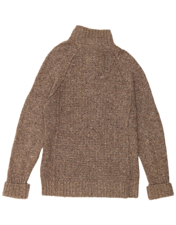 Мужской джемпер на пуговицах FAT FACE, маленький серый шерстяной свитер в крапинку