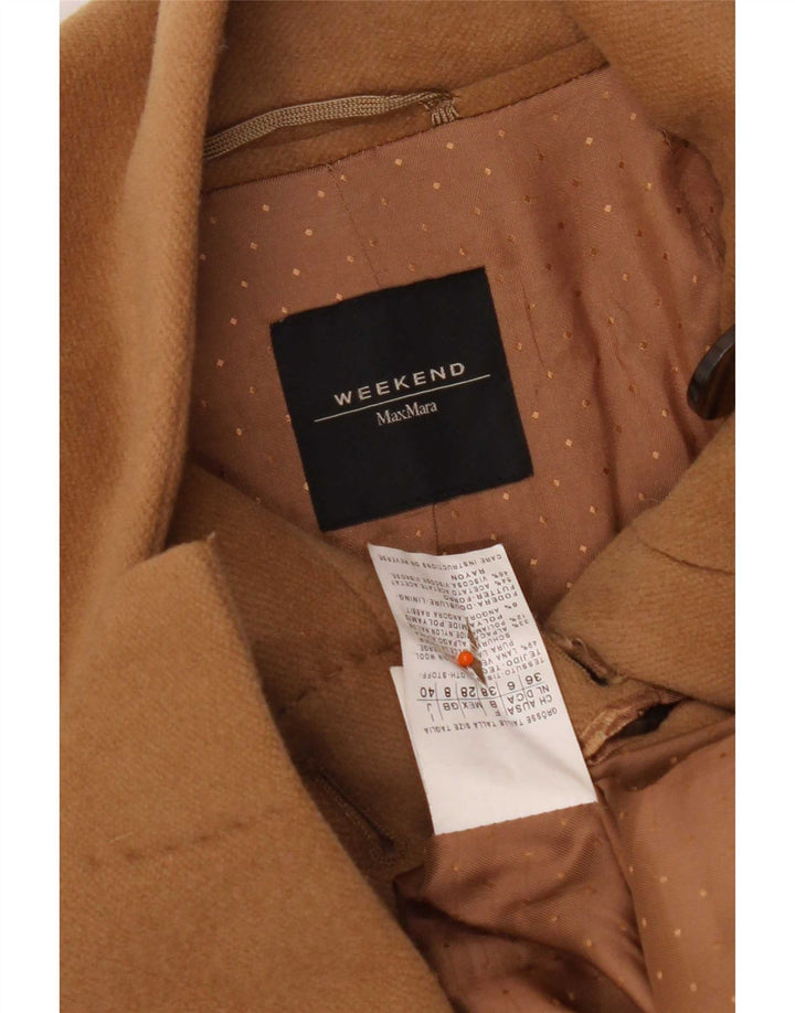 Женское пальто выходного дня Max Mara UK 8, маленькое бежевое из натуральной шерсти