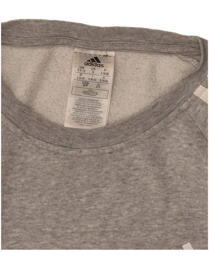 ADIDAS Womens Oversized Sweatshirt Jumper UK 8/10 Small Grey Cotton
