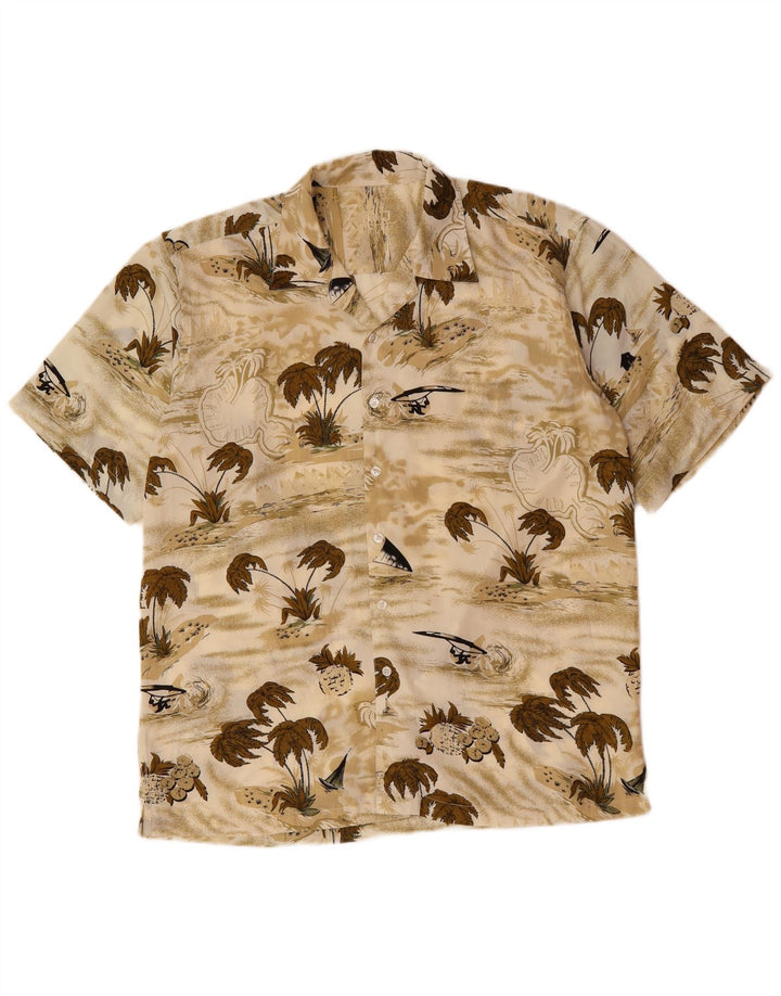 JACK & JONES Мужская рубашка с коротким рукавом, большая, бежевая, гавайская