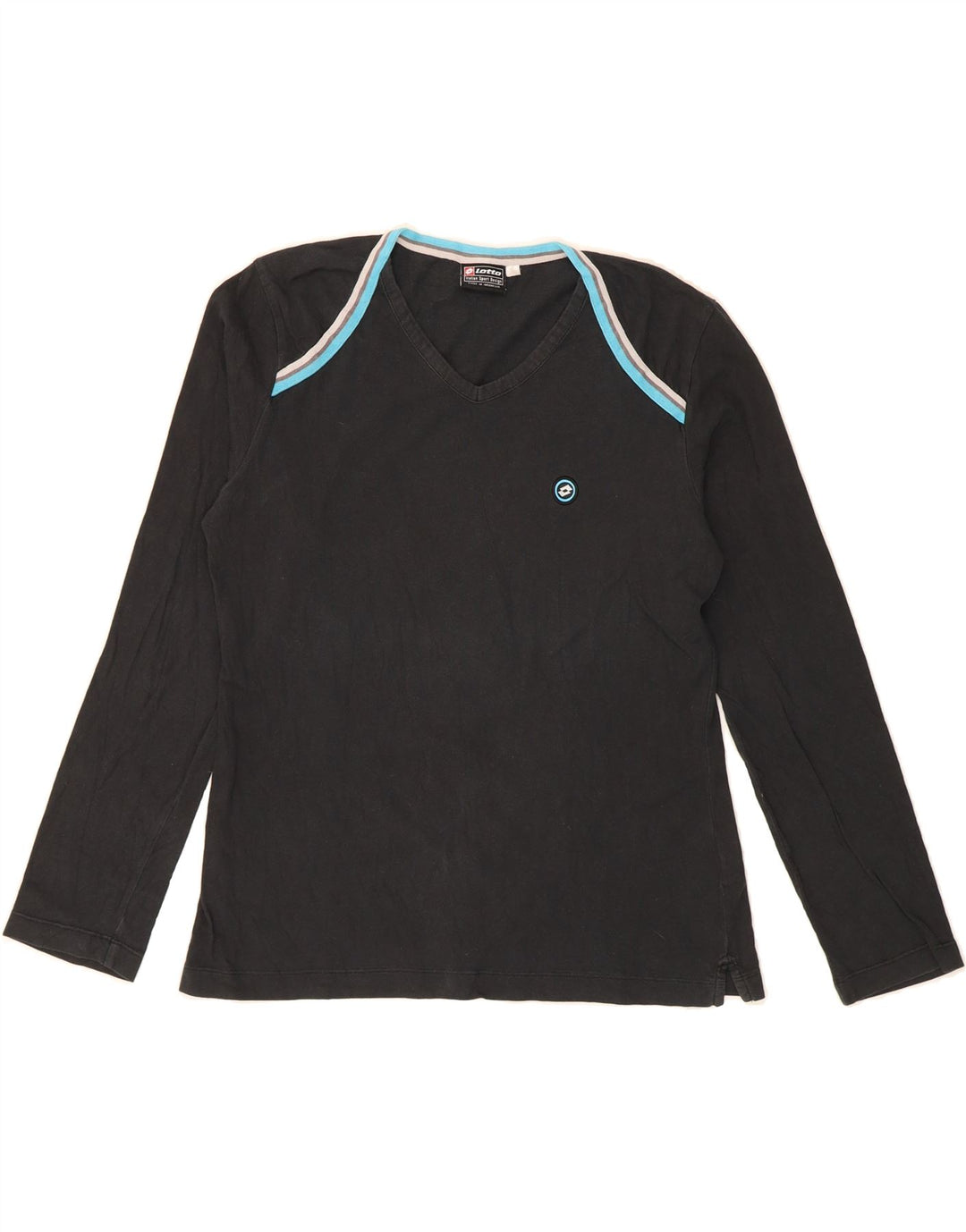 LOTTO Womens Top Long Sleeve UK 16 Large Black Cotton Vintage Lotto and Second-Hand Lotto from Messina Hembry 