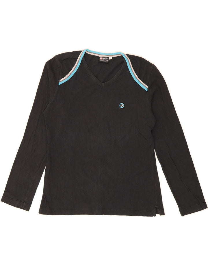 LOTTO Womens Top Long Sleeve UK 16 Large Black Cotton Vintage Lotto and Second-Hand Lotto from Messina Hembry 