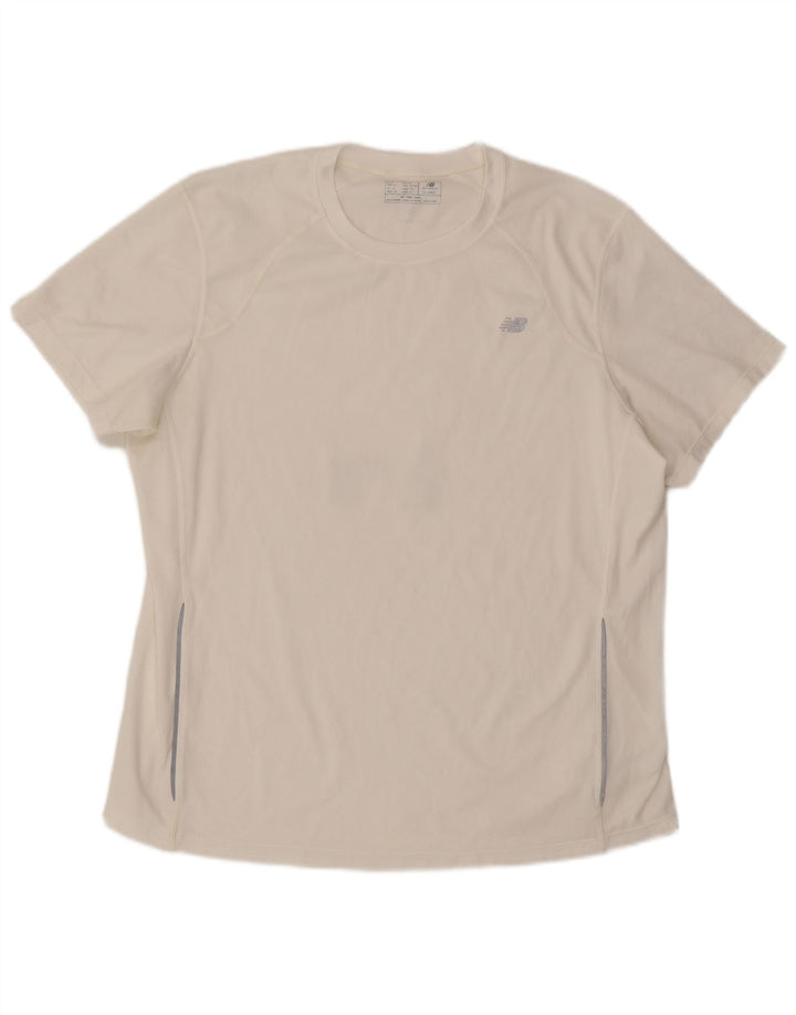 Мужская футболка New Balance Top XL белого цвета из полиэстера с цветными блоками