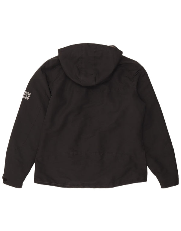 Jack Wolfskin Womens Hooded Windbreaker Jacket UK 16 Large Black Polyester