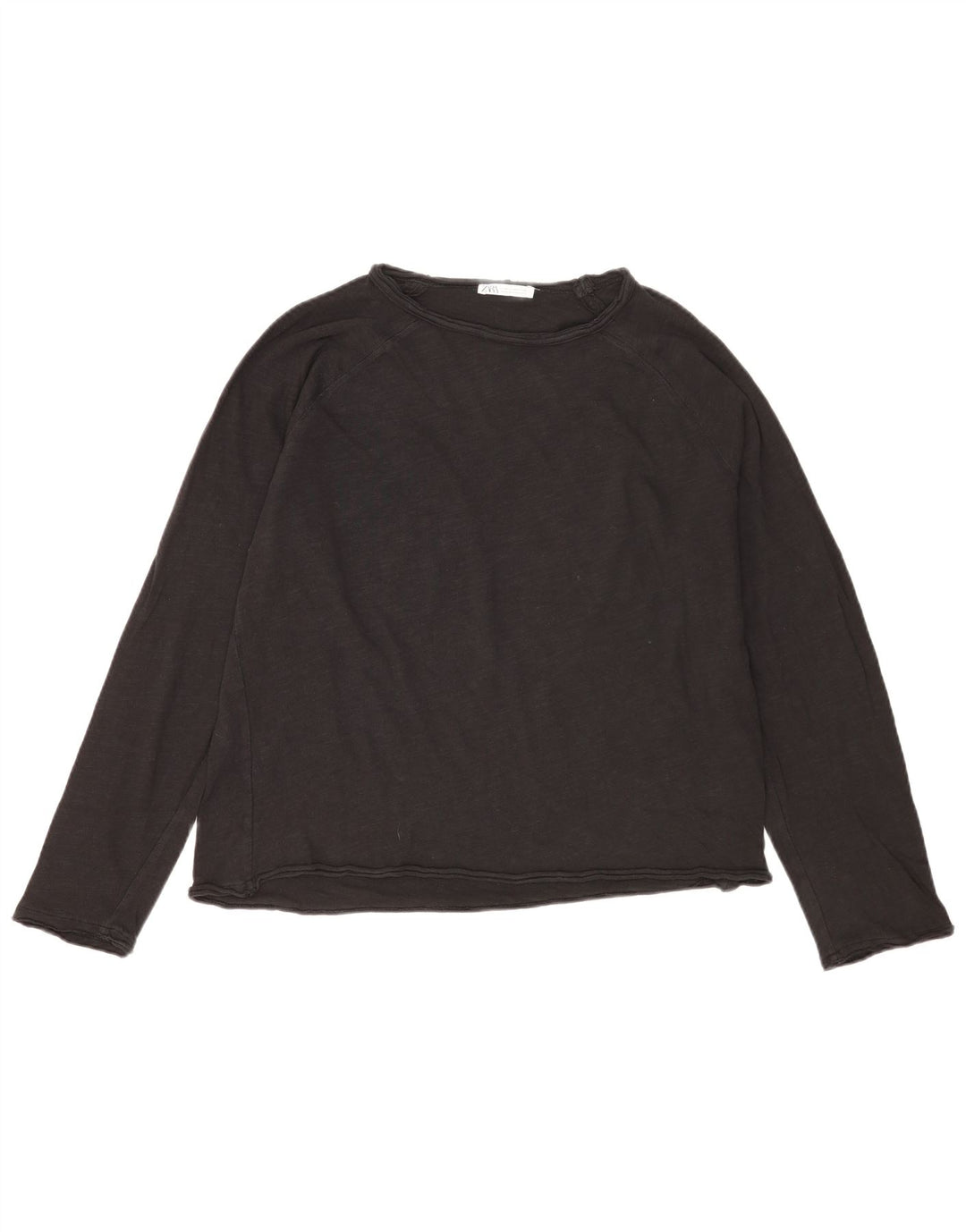 Женский топ оверсайз Zara UK 14 с длинным рукавом, средний черный хлопок