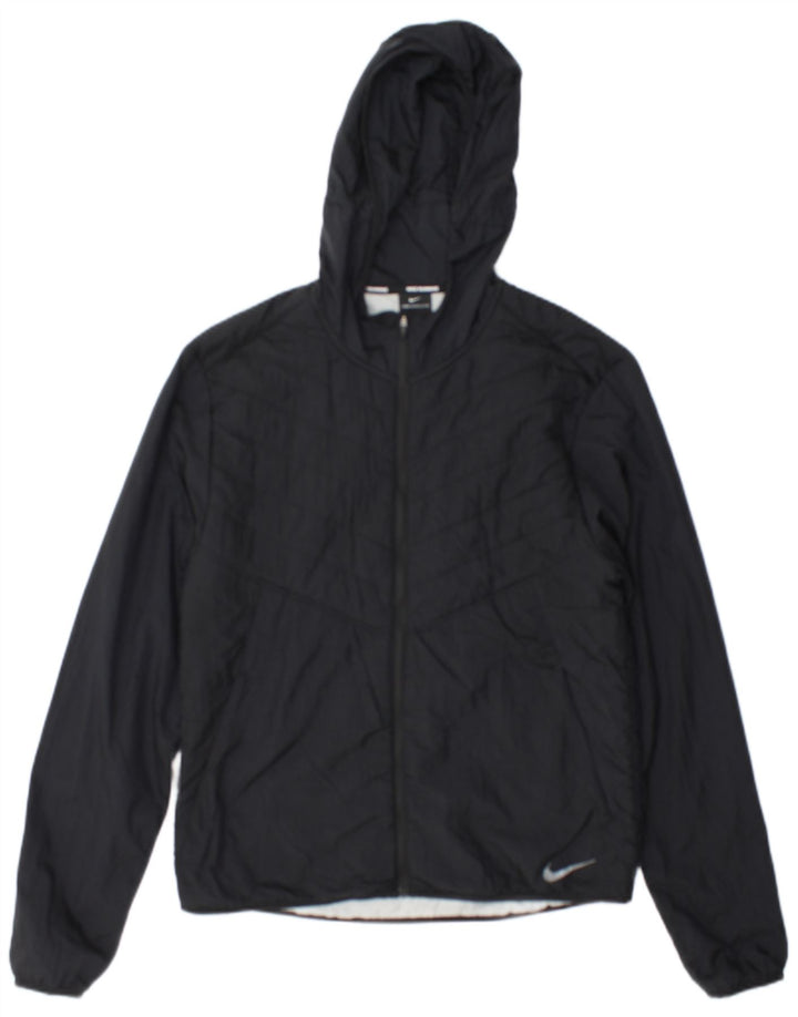 Женская утепленная куртка для бега с капюшоном для бега Nike UK 10, маленькая, черный нейлон