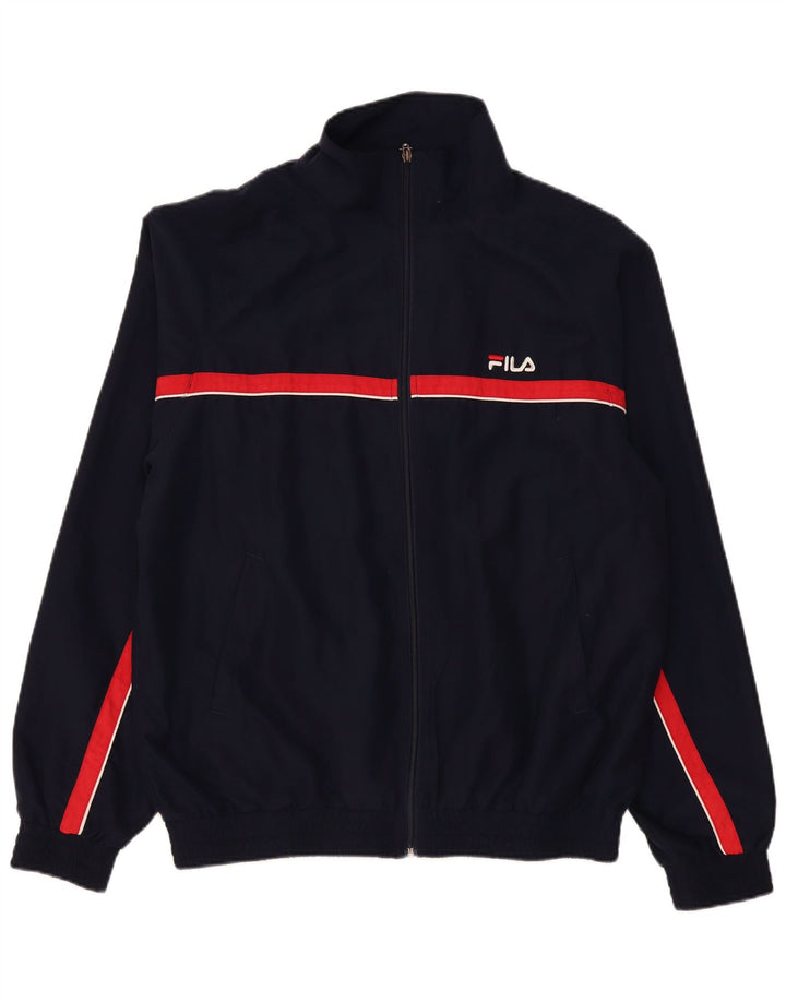 Мужской спортивный костюм Fila, большая куртка из полиэстера темно-синего цвета в полоску