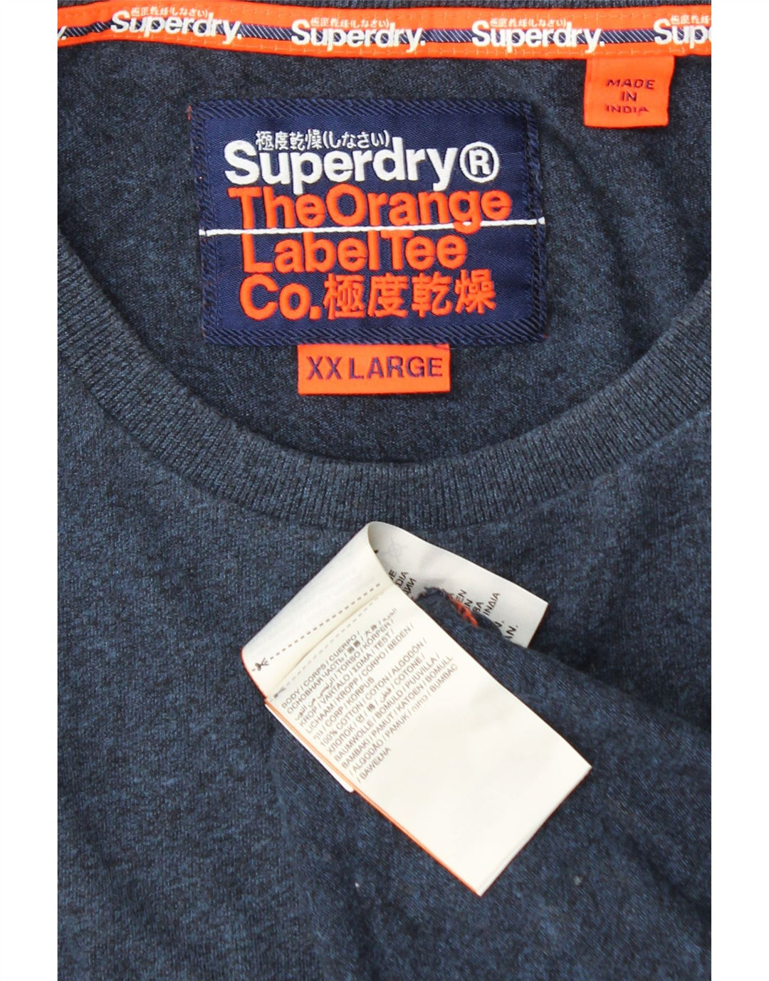 SUPERDRY Мужской топ с длинным рукавом 2XL, темно-синий, хлопок с цветными блоками