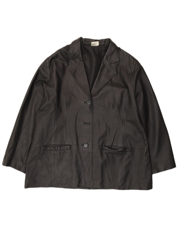 Женский кожаный пиджак Agenda на 3 пуговицах, Великобритания, 24, 4XL, черный кожаный