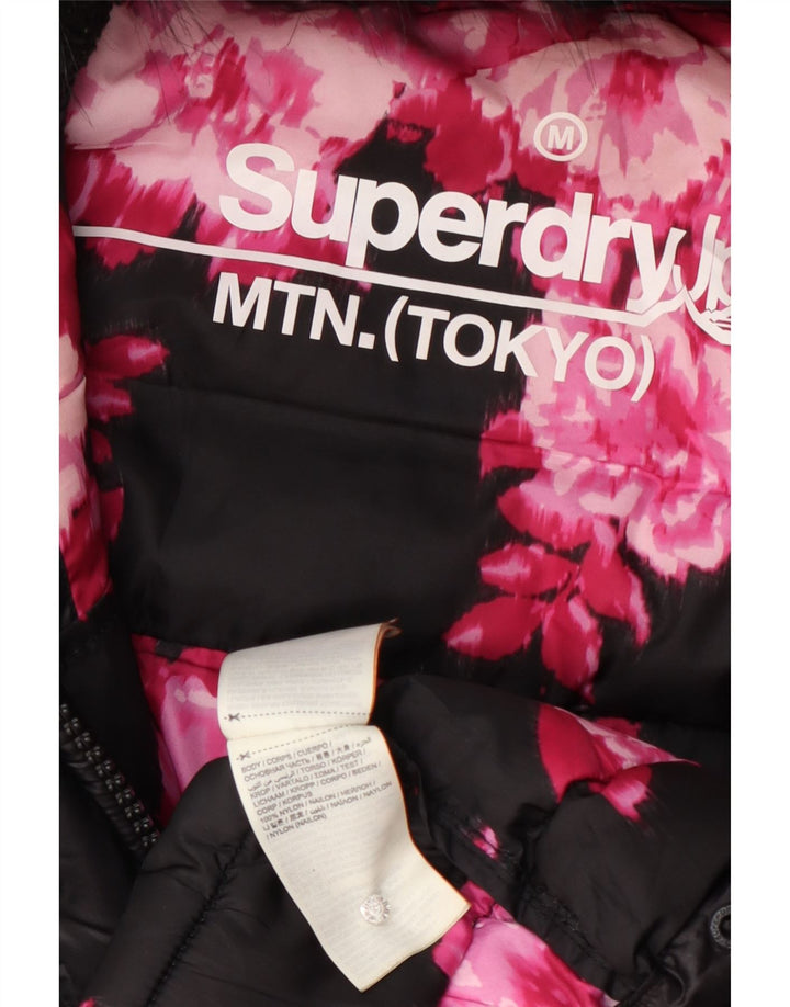 Женское стеганое пальто с капюшоном Superdry UK 12, средний черный нейлон