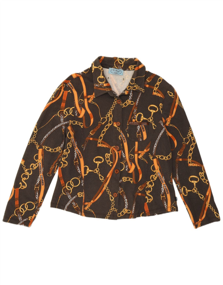 Винтажная женская рубашка UK 14 из хлопка среднего серого цвета