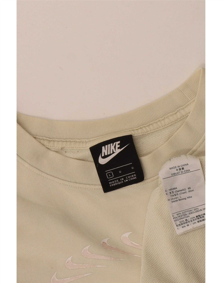 Женский джемпер большого размера с рисунком Nike UK 16, большой размер, бежевый хлопок
