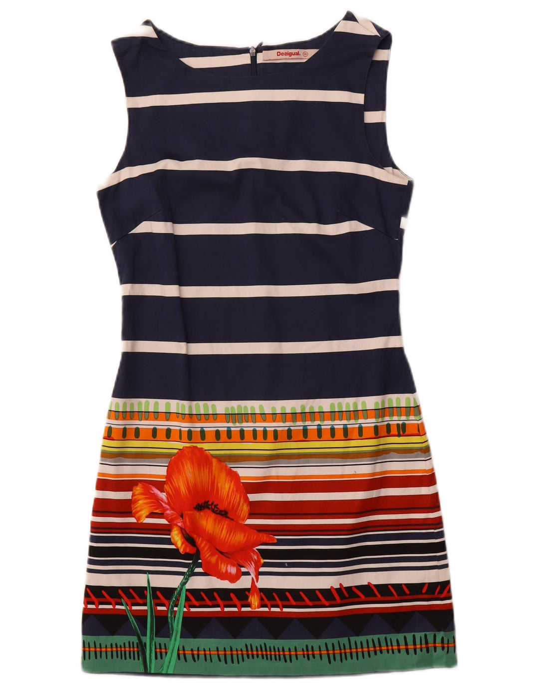 Женское платье-футляр без рукавов Desigual EU 36, маленькое темно-синее в полоску
