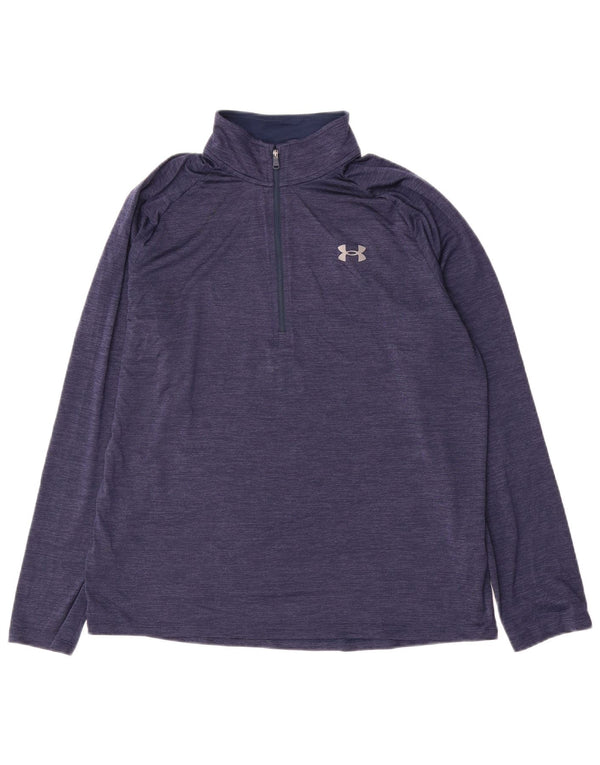 Мужской пуловер с воротником на молнии Under Armour, спортивный костюм, большая темно-синяя полоска