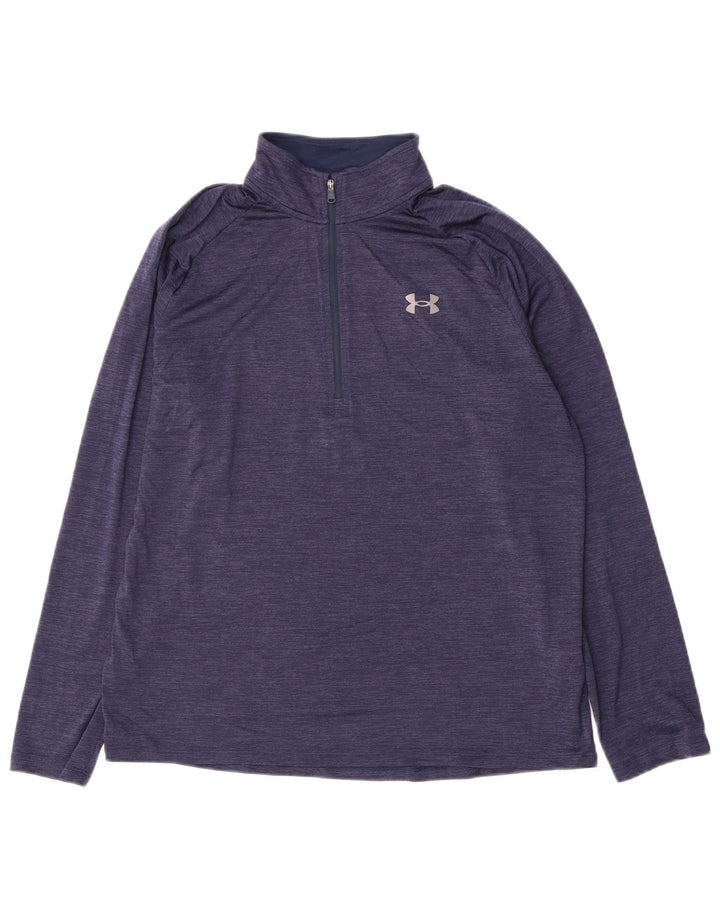 Мужской пуловер с воротником на молнии Under Armour, спортивный костюм, большая темно-синяя полоска