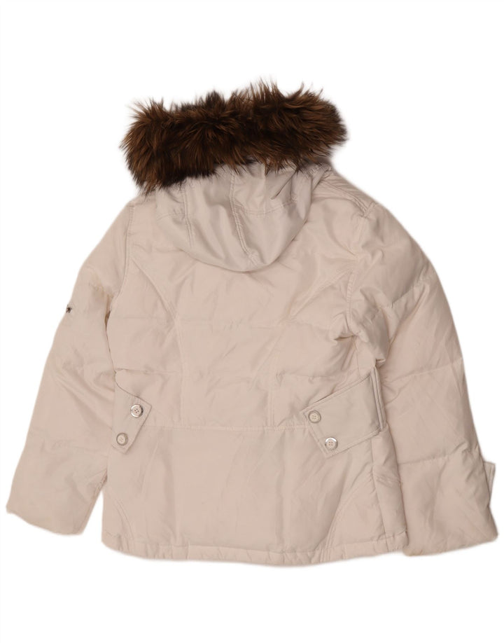 Женская утепленная куртка с капюшоном Calvin Klein UK 16, большой белый полиэстер