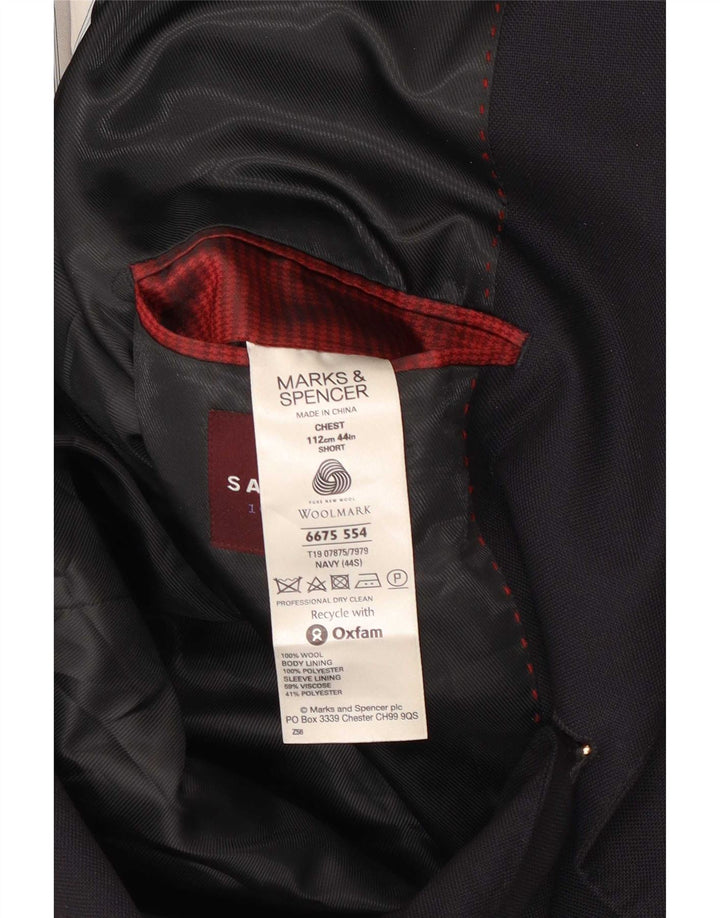 Мужской пиджак Marks & Spencer на 2 пуговицах UK 44 XL темно-синий шерстяной