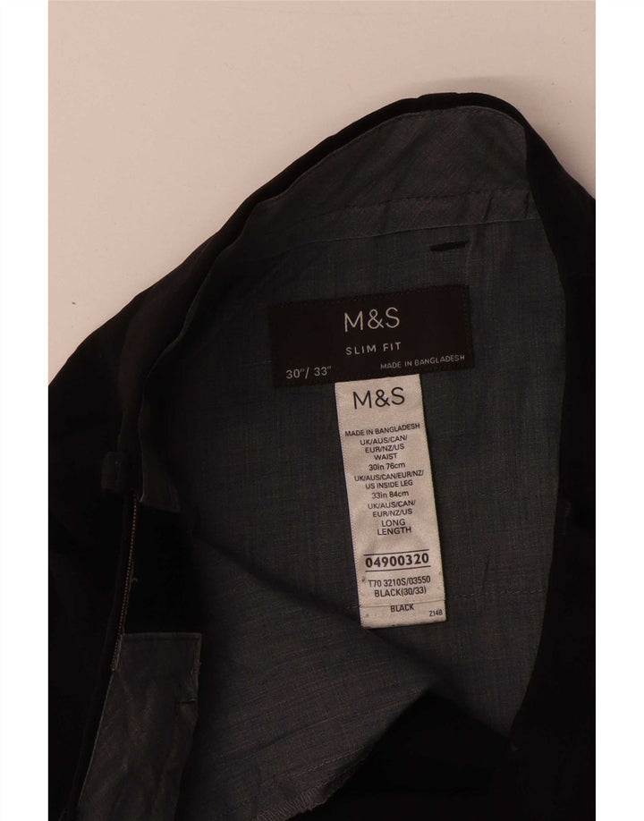 Женские костюмные брюки узкого кроя Marks & Spencer W30 L33, черный полиэстер