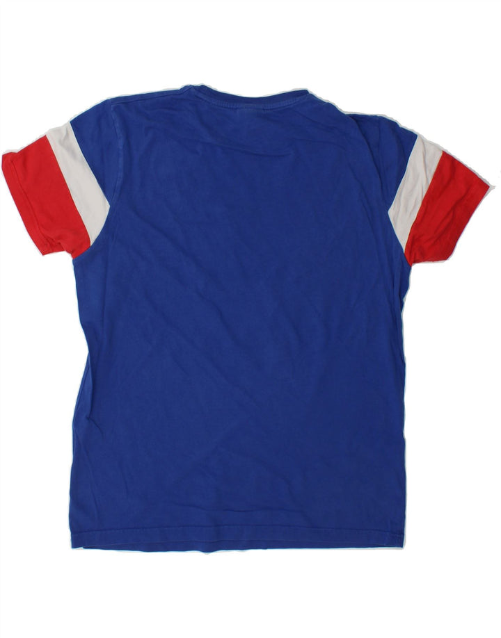 ELLESSE Mens Graphic T-Shirt Top Medium Blue Colourblock Cotton Vintage Ellesse and Second-Hand Ellesse from Messina Hembry 
