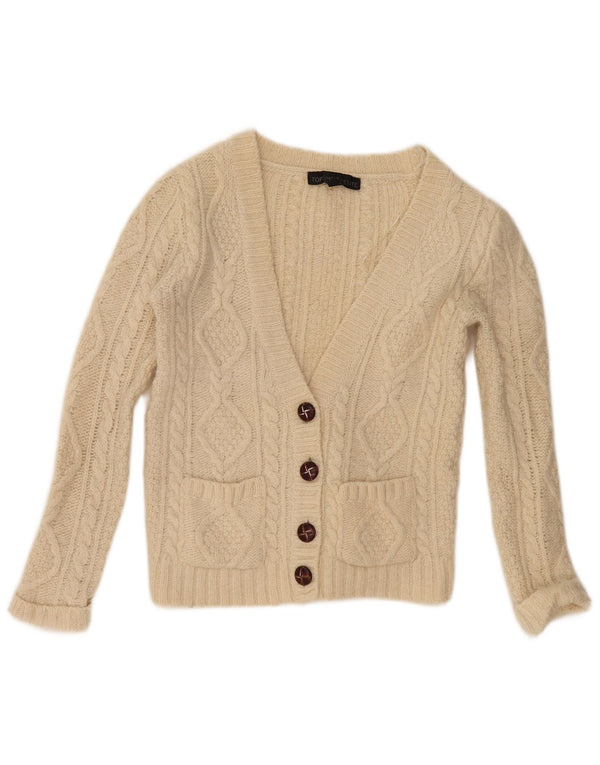 Женский укороченный кардиган Topshop UK 6 XS, бежевый, шерстяной