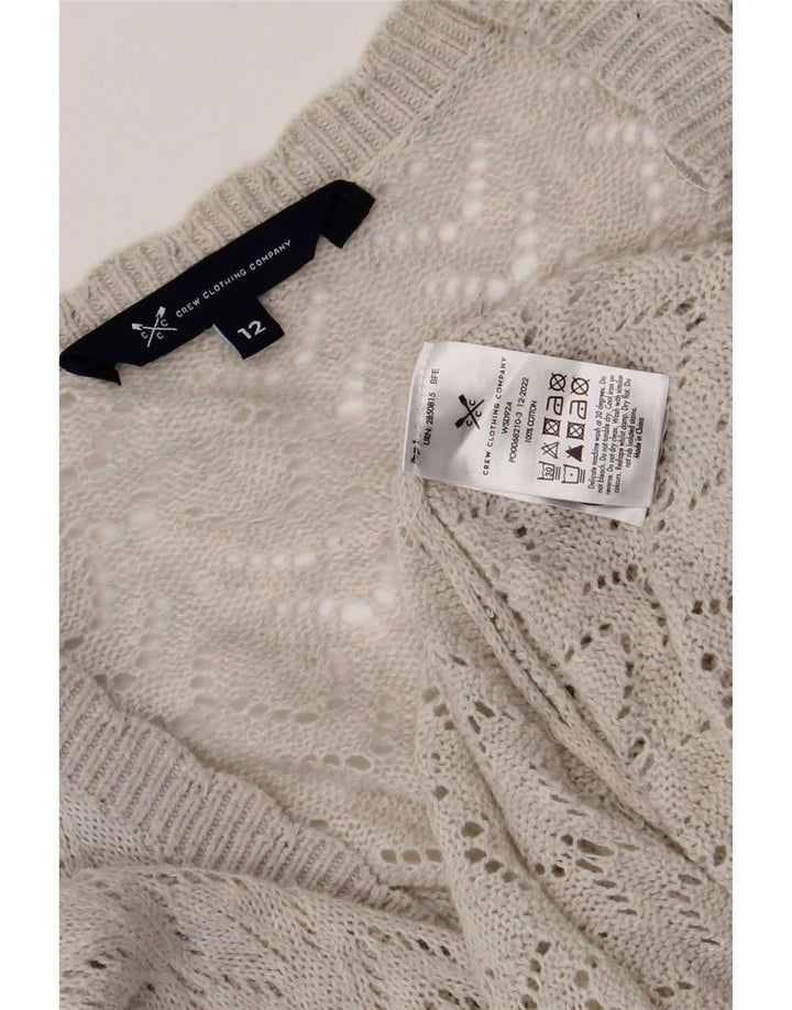 Crew Clothing Женский свободный кардиган-свитер UK 12, хлопковый средний серый цвет