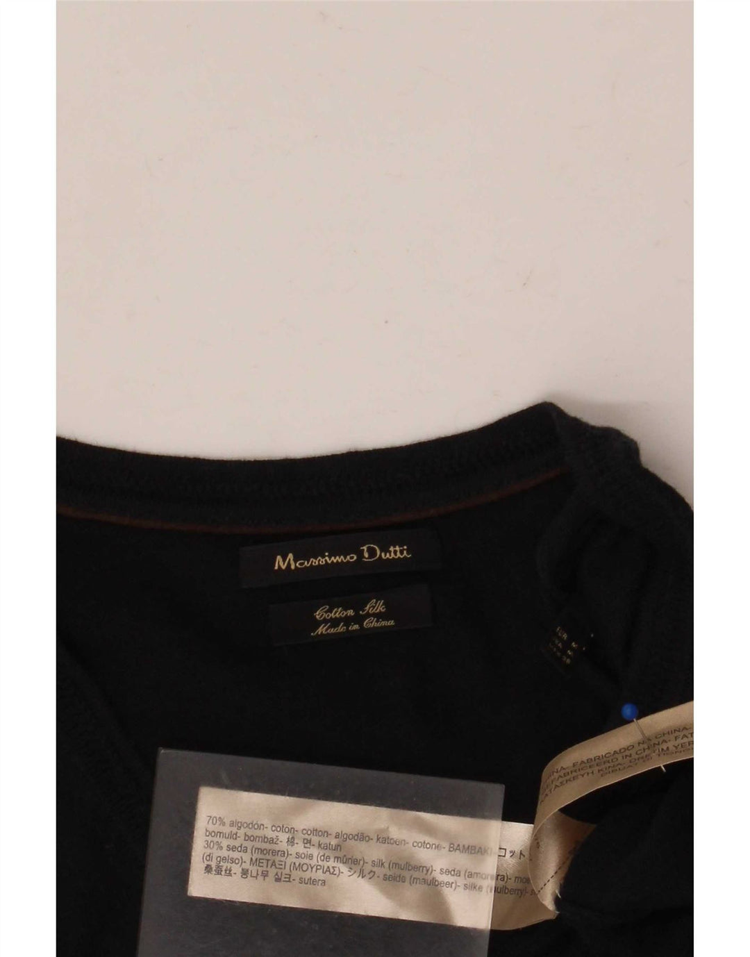 Мужской джемпер с v-образным вырезом Massimo Dutti, средний темно-синий, хлопковый