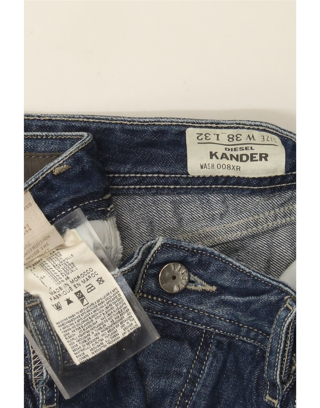 Мужские прямые джинсы Diesel Kander W38 L32, синий хлопок