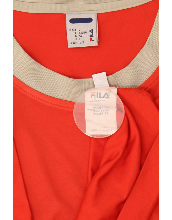 Мужская футболка Fila Top IT 52/54, большая красная, полиэстер с цветными блоками
