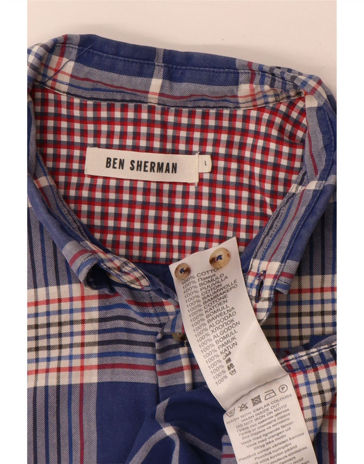 Мужская рубашка Ben Sherman, большая темно-синяя клетка, хлопок