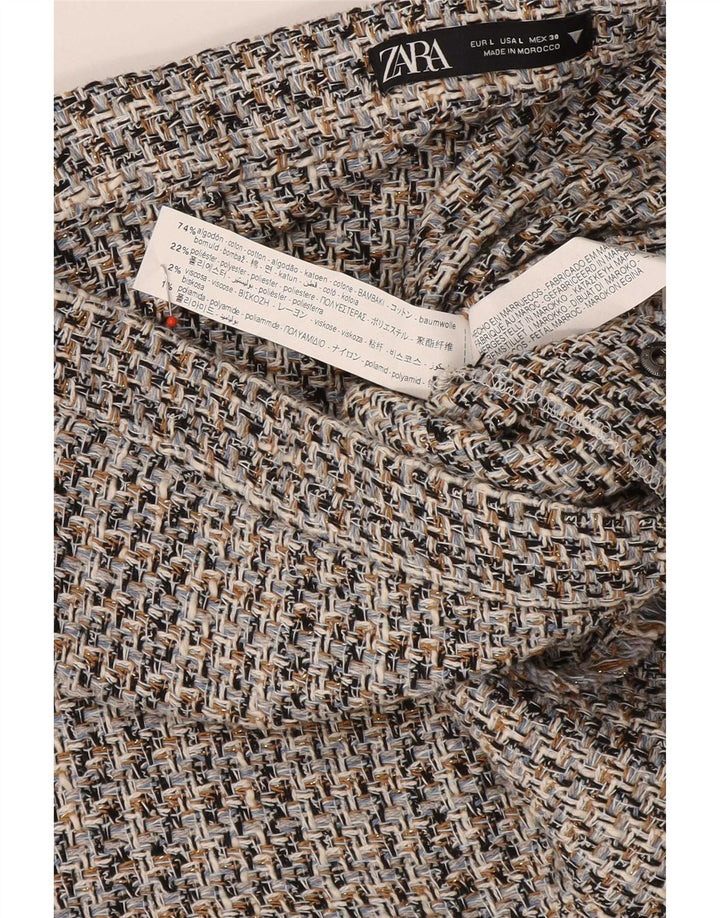 Женская юбка-трапеция Zara, большая, серая, хлопок с крапинками, W30