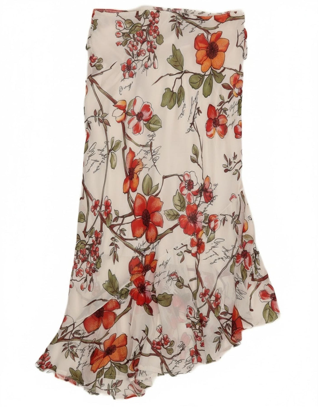 Винтажная женская асимметричная юбка W32, большая белая вискоза с цветочным принтом