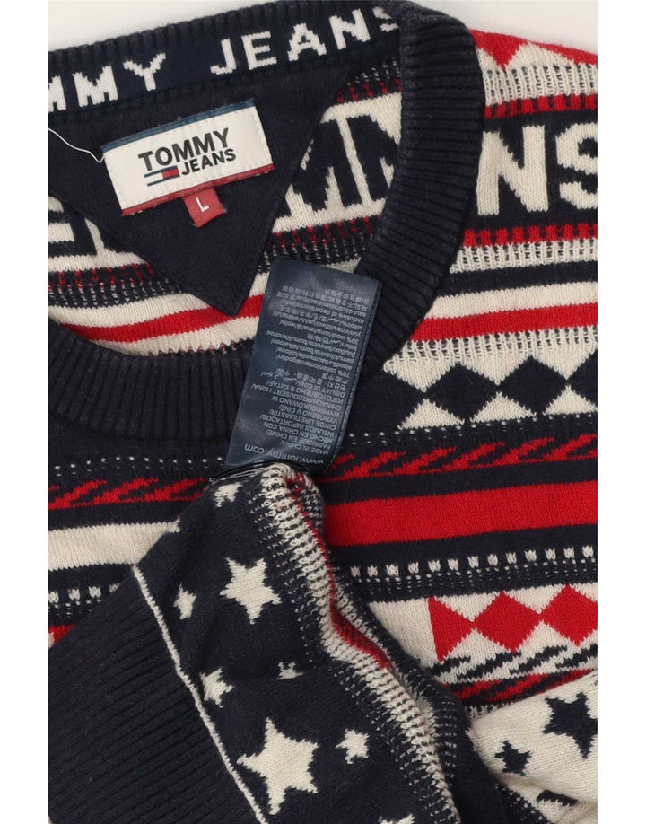 Мужской джемпер с круглым вырезом Tommy Hilfiger, большой разноцветный полосатый свитер