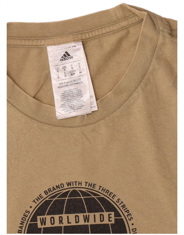 Мужская футболка Adidas Regular с графическим рисунком, маленький размер, цвет хаки, хлопок