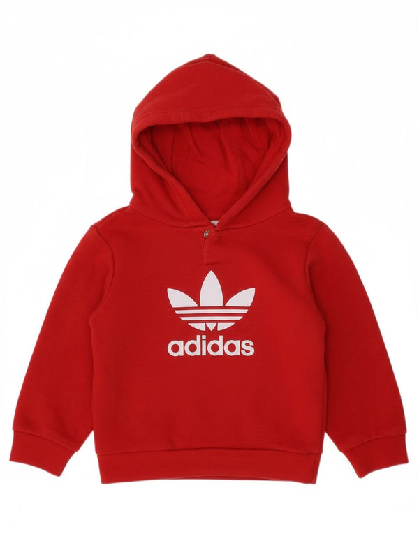 ADIDAS Baby Girls Graphic Hoodie Jumper 6-9 Months Red Cotton
