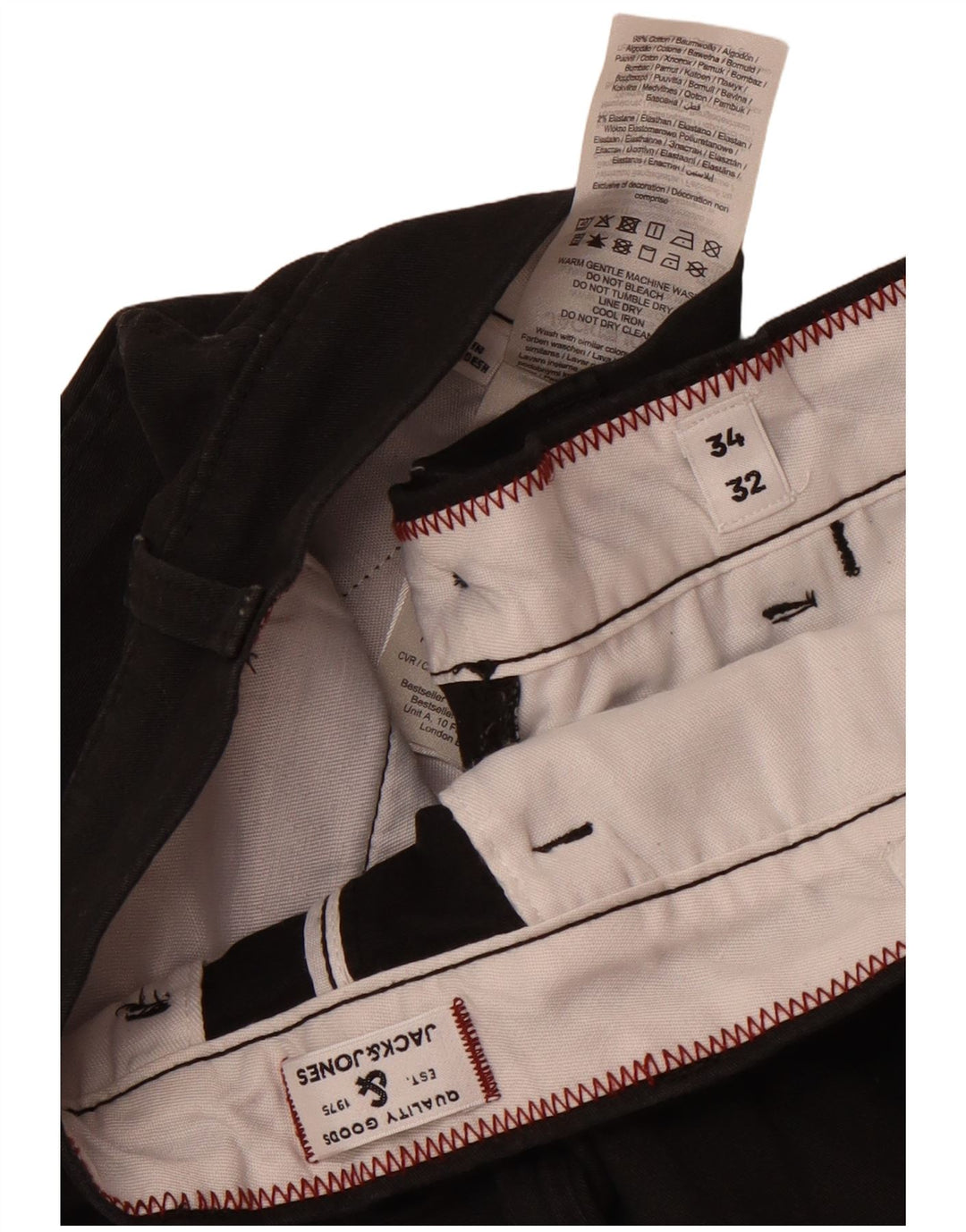 Мужские брюки-чиносы Jack & Jones W34 L32, черные, хлопковые