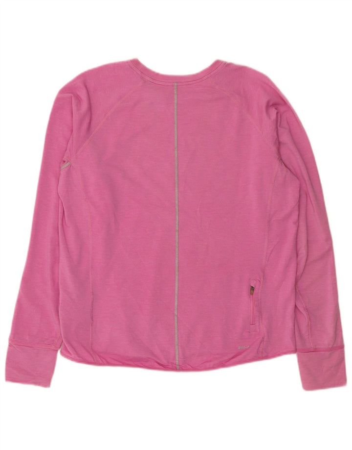 Женский топ NIKE Dri Fit с длинным рукавом UK 18 XL, розовый лиоцелл