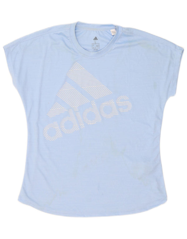 Женская футболка с рисунком Adidas Top UK 16/18, большой синий полиэстер