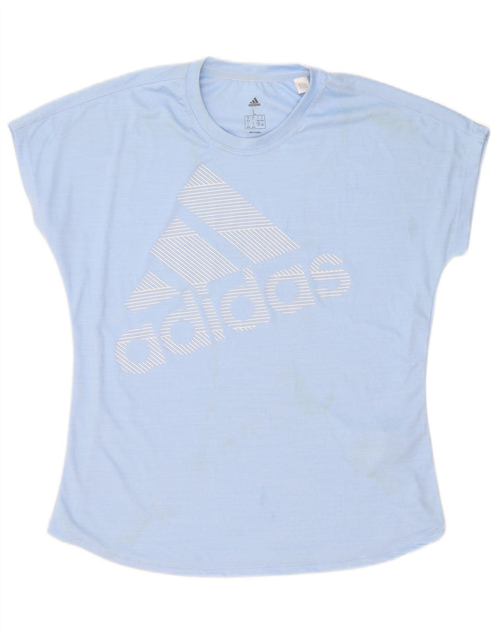Женская футболка с рисунком Adidas Top UK 16/18, большой синий полиэстер