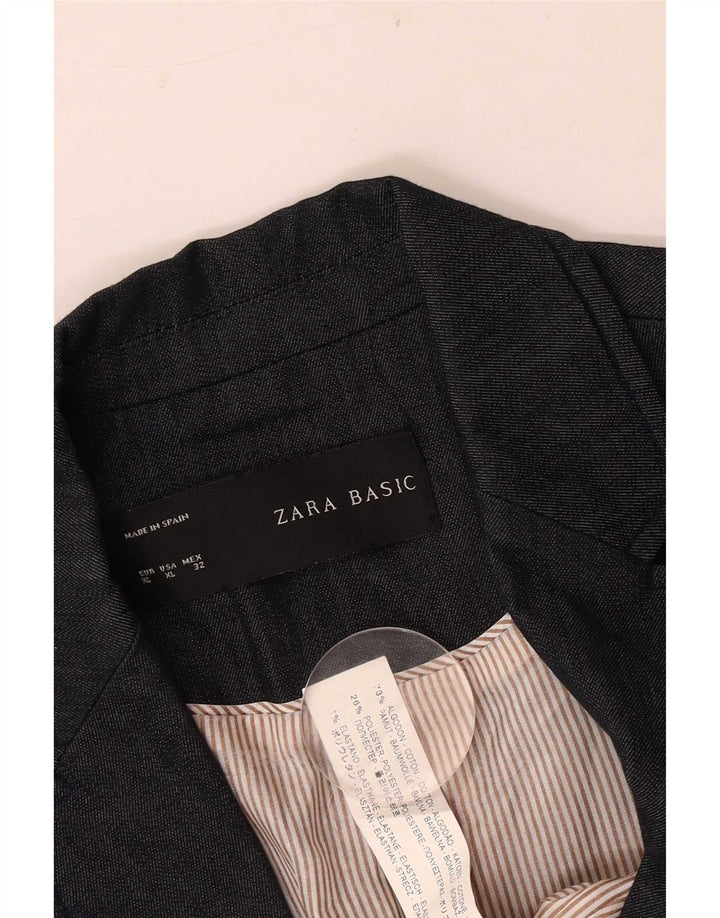 Женский пиджак Zara на 1 пуговице UK 18 XL Темно-синий хлопок