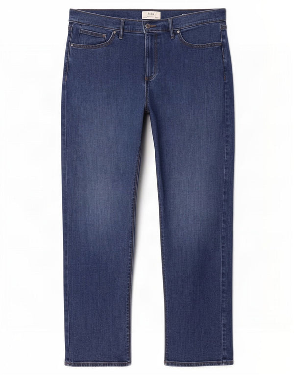 Мужские прямые джинсы Marks & Spencer W36 L31 синие, хлопок