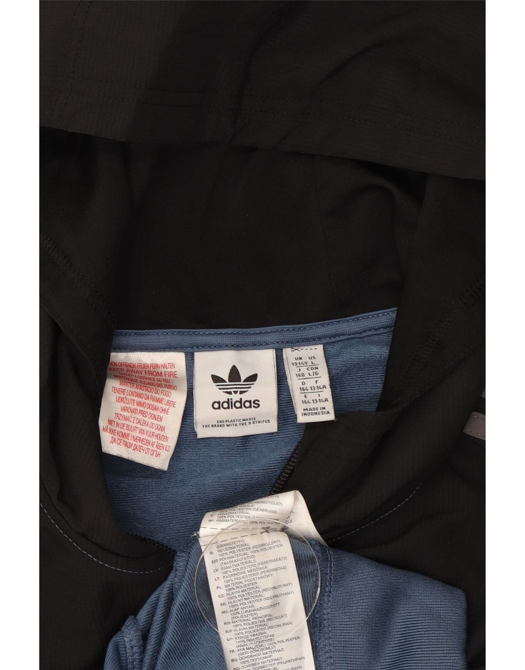 Спортивный костюм Adidas для мальчиков, верхняя куртка 13–14 лет, синяя, полиэстер с цветными блоками
