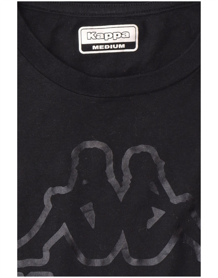 KAPPA Womens Graphic T-Shirt Top UK 14 Medium Black