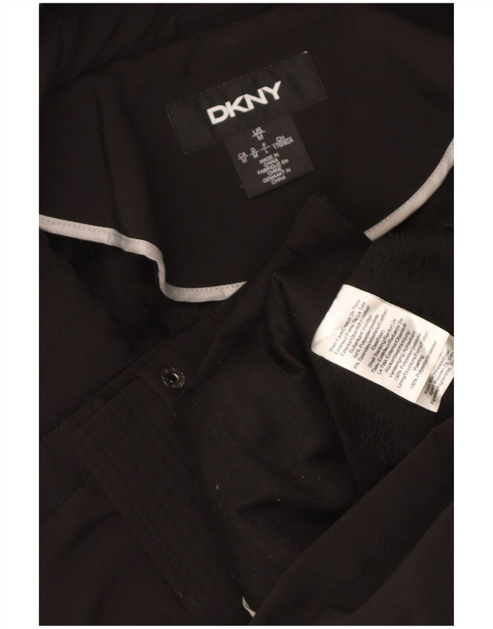Женская парка Dkny с капюшоном UK 12, средний черный полиэстер