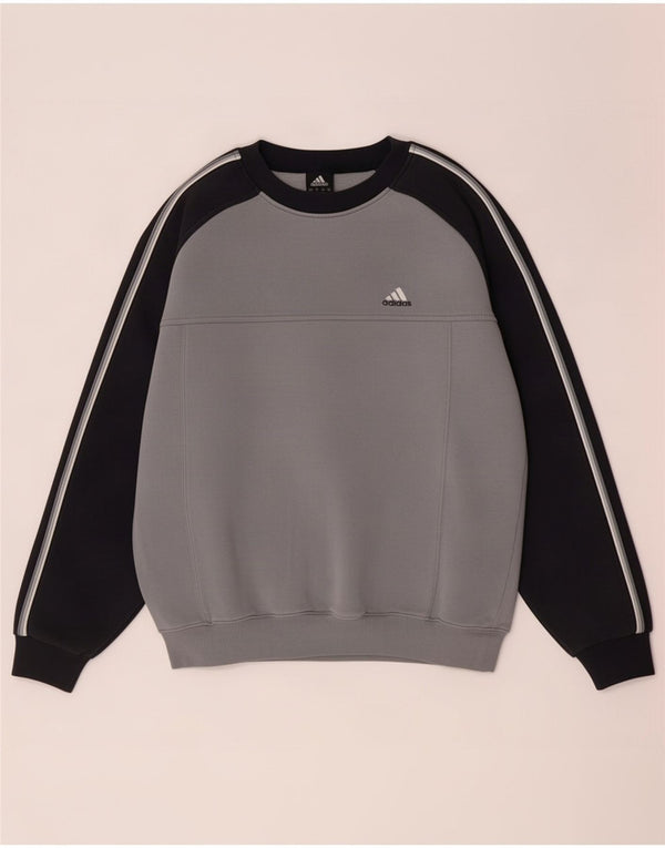 Мужской джемпер Adidas UK 40/42, средний серый цвет, хлопок с цветными блоками